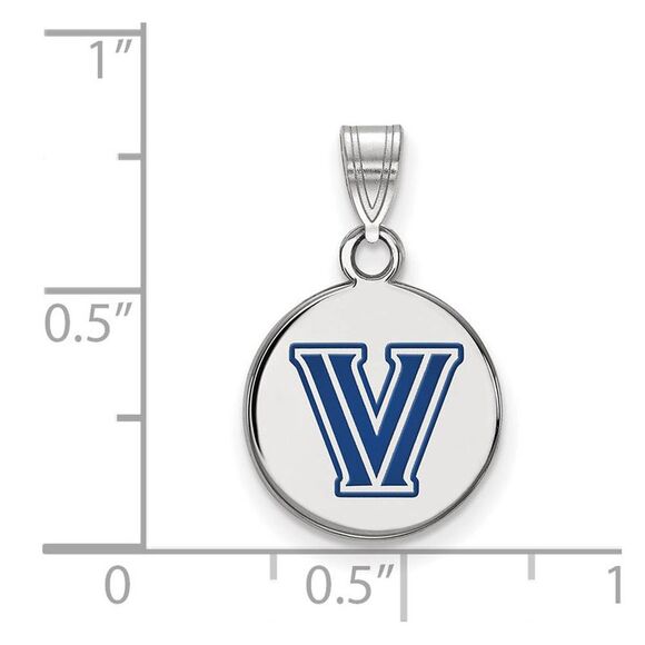 Sterling Silver Villanova U. Small Enamel Logo Disc Pendant - Picture 2 of 3